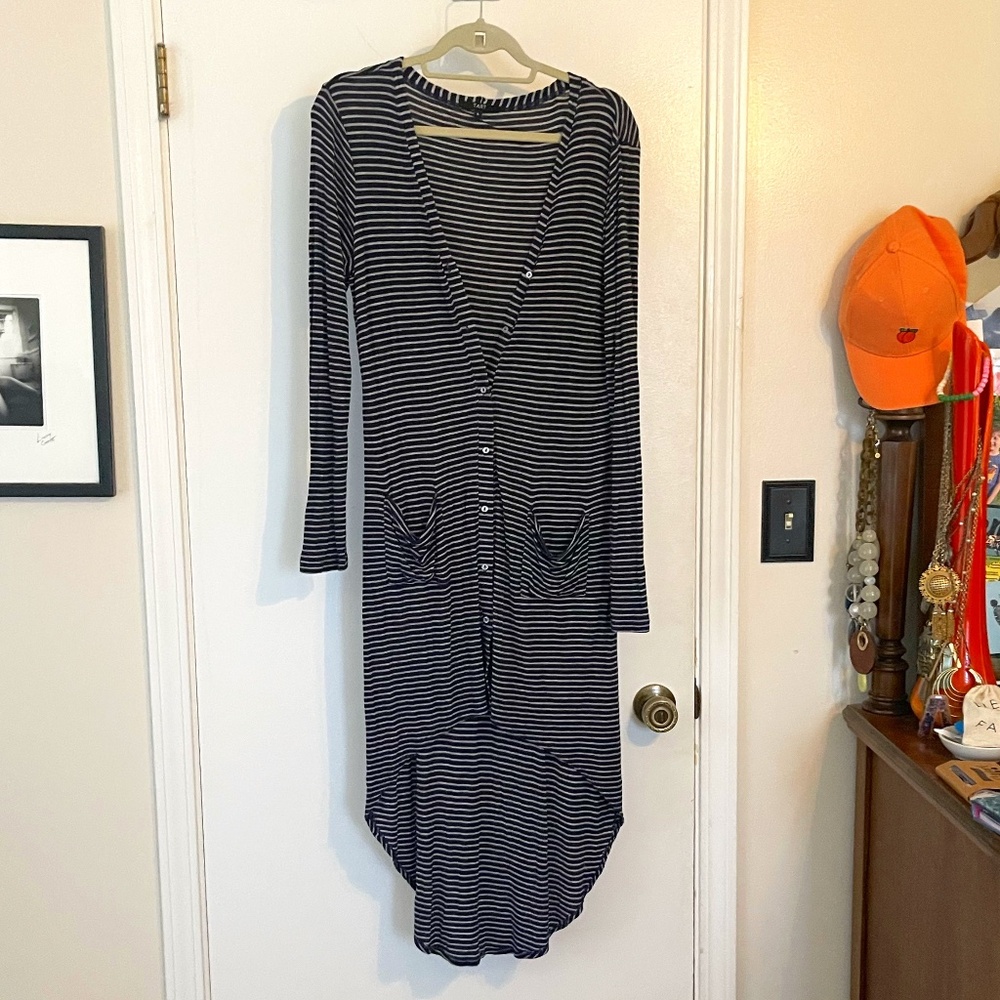 TART Lightweight Striped High Low Hem Cardigan